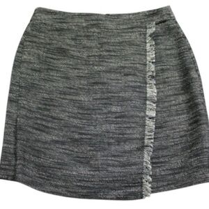 LOFT Textured Tweed Gray A-Line Faux Wrap Skirt Size 6